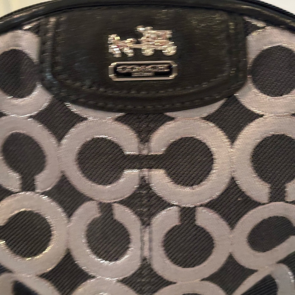 COACH Gunmetal Black/Black C Logo COSMETIC BAG NWOT - Picture 3 of 15